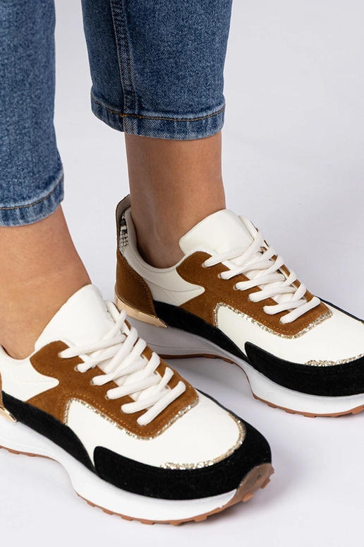 Wit-zwarte dames sneakers met...