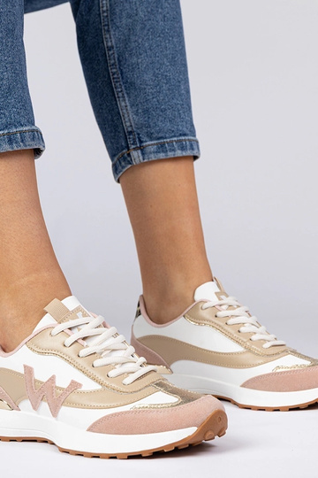 Wit-roze dames sneakers met...