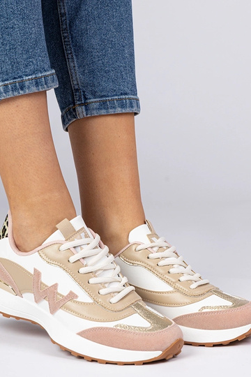 Wit-roze dames sneakers met... 2