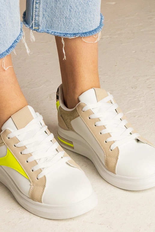 Witte dames sneakers met glitter en... Witte dames sneakers met glitter en...