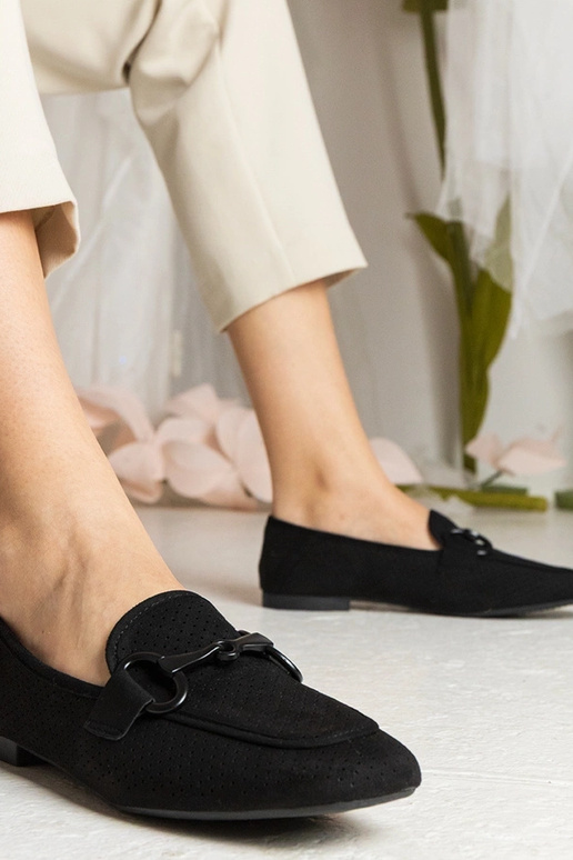 Zwarte dames ażurowe mokasijnen met...