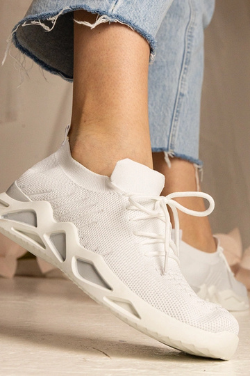 Witte dames sneakers met sok-achtige schacht Miyana 2