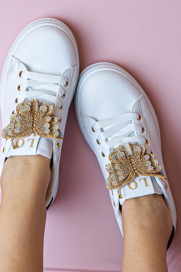 Baskets bicolores blanches et noires avec un papillon en zircon Kariba 2