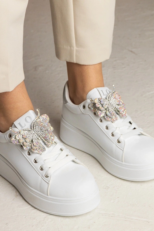 Biało-srebrne Sneakers mit... Biało-srebrne Sneakers mit...