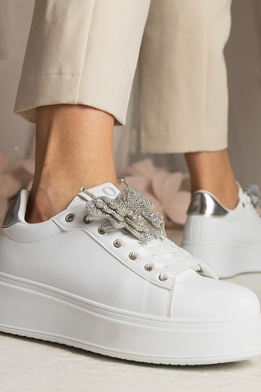 Biało-srebrne Sneakers mit... Biało-srebrne Sneakers mit...