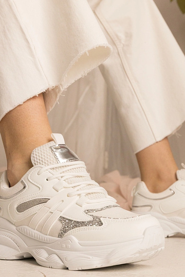 Weiße Damen-Sneakers sportlich mit Glitzer Maleda 2