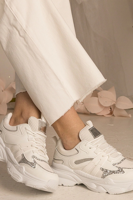 Witte dames sneakers sportief met... Witte dames sneakers sportief met...