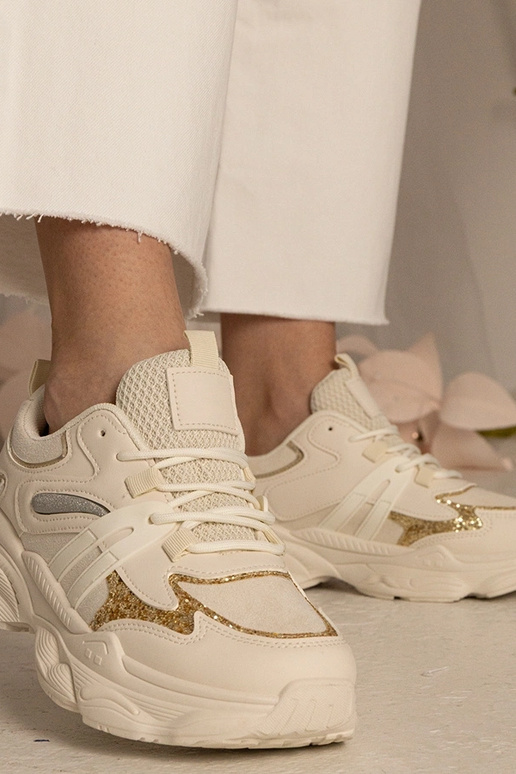 Beige dames sneakers sportief met... Beige dames sneakers sportief met...