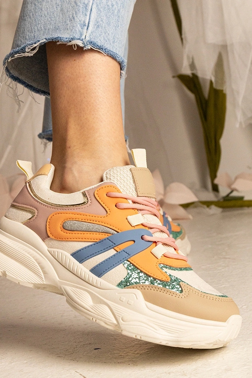 Oranje dames sneakers sportief met... Oranje dames sneakers sportief met...