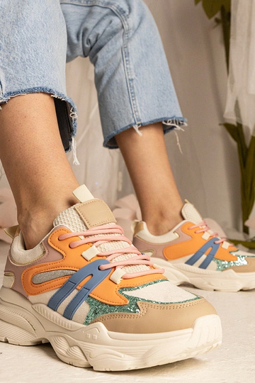 Oranje dames sneakers sportief met glitters Maleda 2