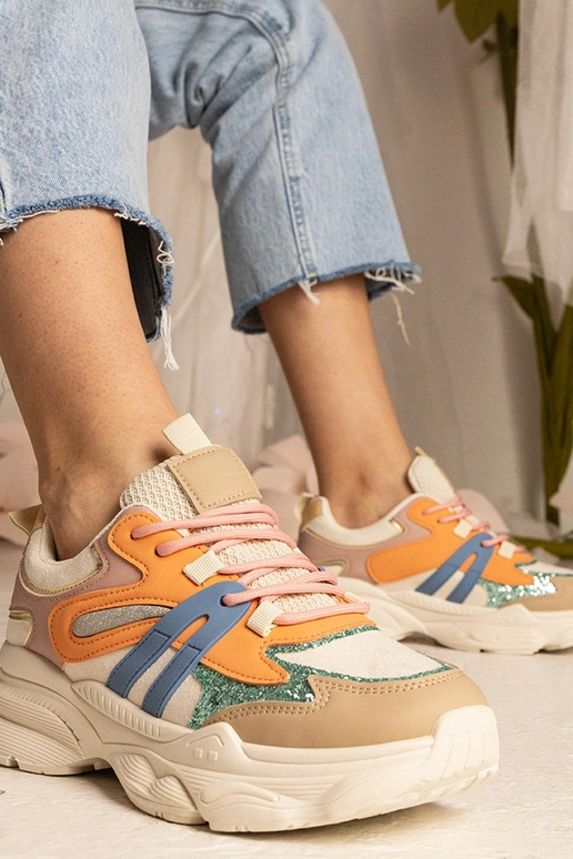 Oranje dames sneakers sportief met... Oranje dames sneakers sportief met...