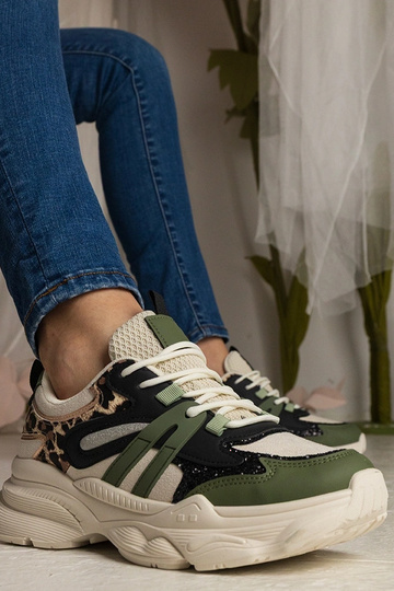 Grüne Damen-Sneakers sportlich mit Glitzer Maleda