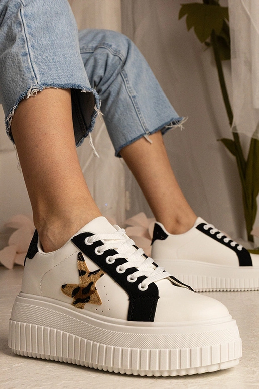 Biało-czarne Sneakers mit Glitzer und... Biało-czarne Sneakers mit Glitzer und...