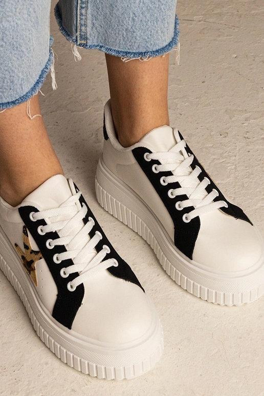 Biało-czarne Sneakers mit Glitzer und... Biało-czarne Sneakers mit Glitzer und...