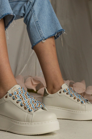 Beige dames sneakers met... 2