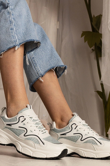 Weiß-grüne Damen-Sneakers...