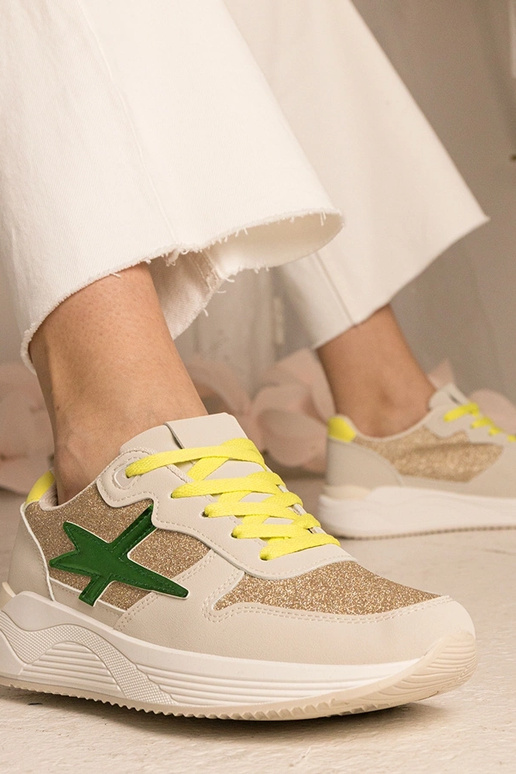 Beige Damen-Sneakers sportlich mit... Beige Damen-Sneakers sportlich mit...