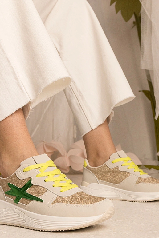 Beige Damen-Sneakers sportlich mit... Beige Damen-Sneakers sportlich mit...