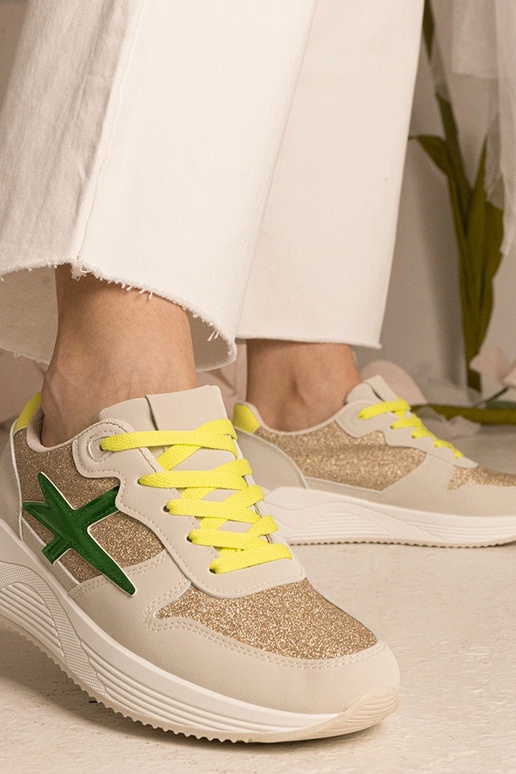 Beige Damen-Sneakers sportlich mit... Beige Damen-Sneakers sportlich mit...