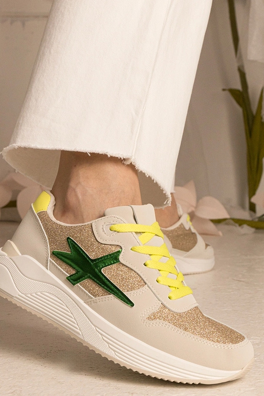 Beige dames sneakers sportief met... Beige dames sneakers sportief met...