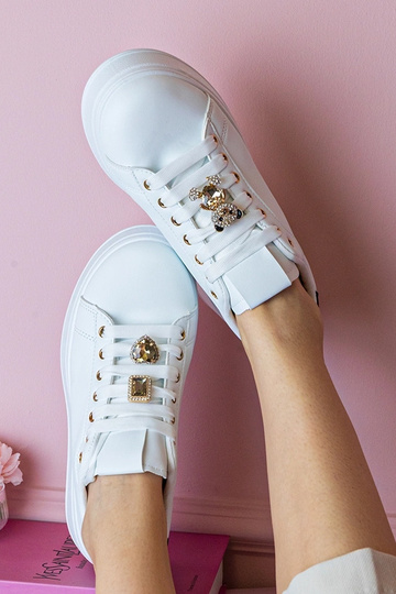 Schwarz-weiße Damen Sneakers mit Steinen Sarena 2