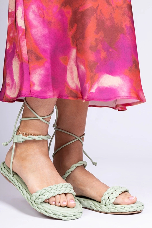 Grüne geflochtene Damen Sandalen Tarina
