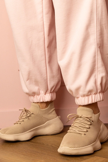 Baskets sport couleur sable pour femmes avec tige type chaussette Zurry