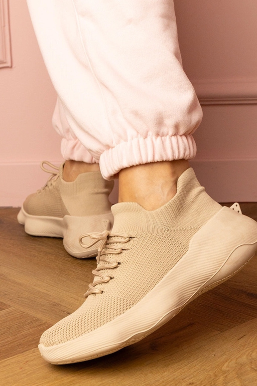 Beige Damen-Sneaker mit Strumpfdesign... Beige Damen-Sneaker mit Strumpfdesign...