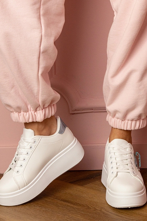 Weiße Damen-Sneaker mit blauer Herz-... Weiße Damen-Sneaker mit blauer Herz-...