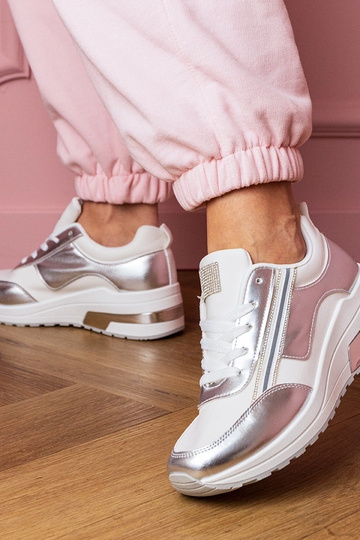 Baskets de sport pour femmes blanches avec cristaux et décoration brillante Garsi 2