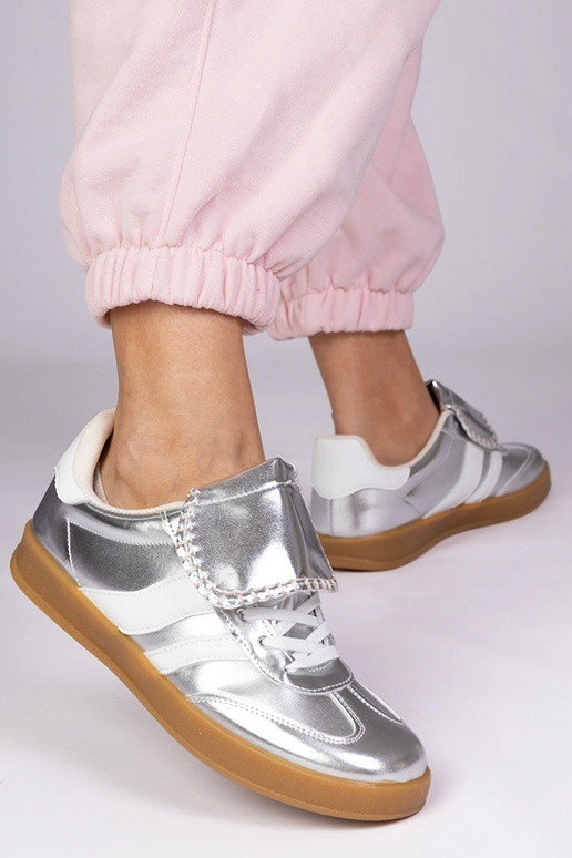 Silberne sportliche Damenschuhe, „Lukka"