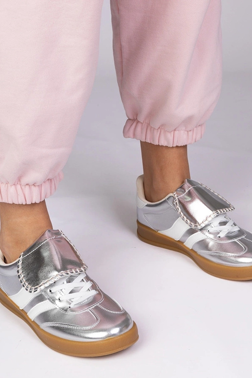 Zilveren sportieve dames schoenen,...