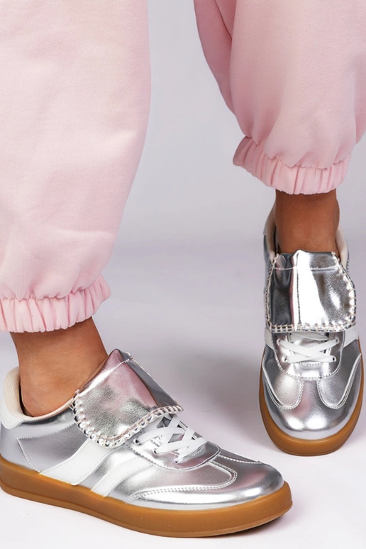 Silberne sportliche Damenschuhe, „Lukka"