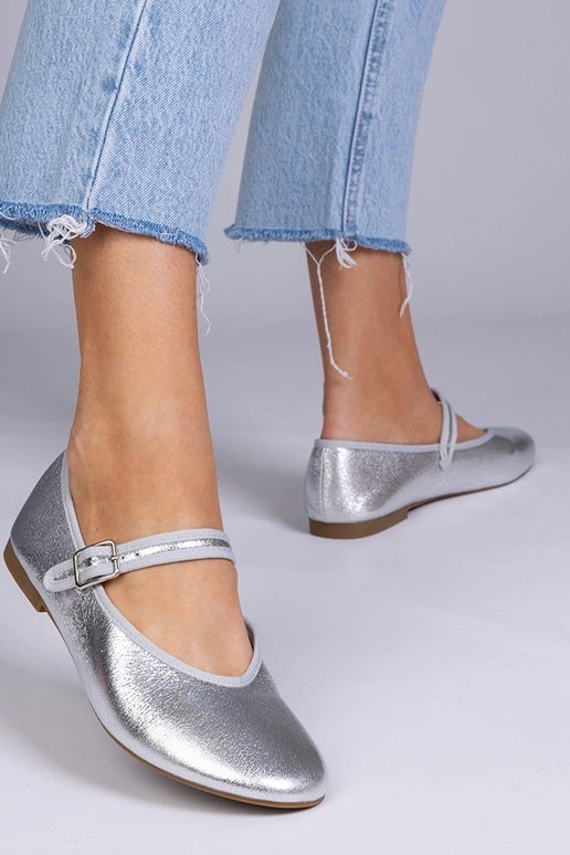 Ballerines argentées pour femmes avec...