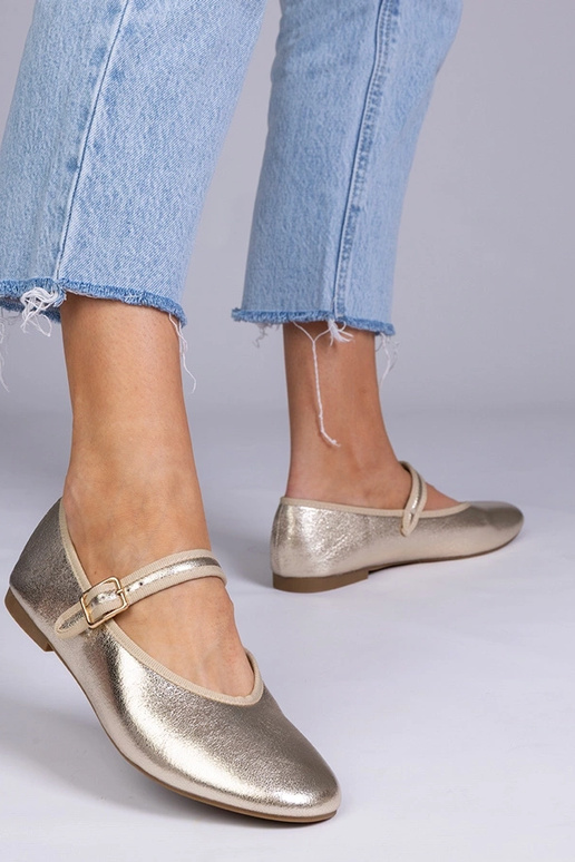 Goldene Ballerinas mit Schnalle,...