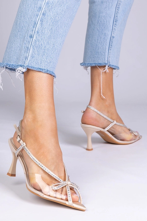 Sandfarbene transparente Sandalen mit...