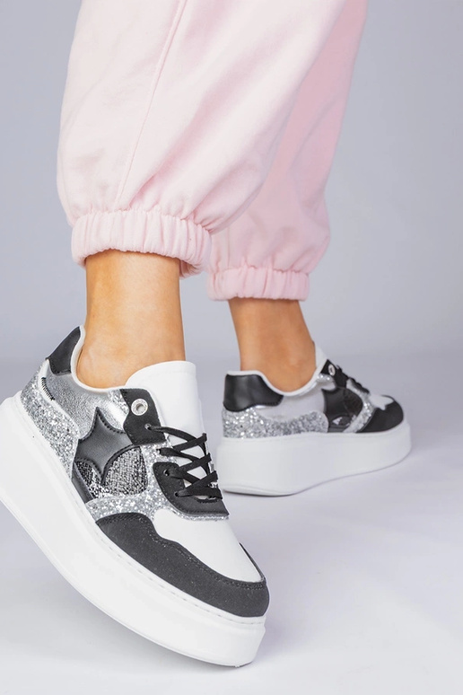 Zwarte sportschoenen met glitter en...