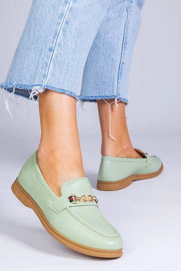 Groene mocassins met gouden... 2