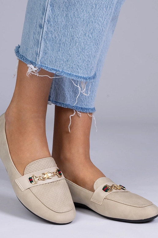 Zandkleurige matte mocassins met...