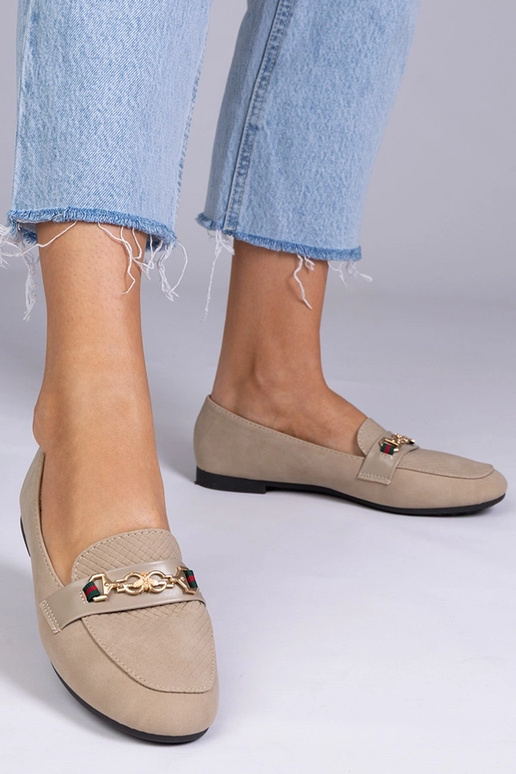 Bruine matte mocassins met gouden...