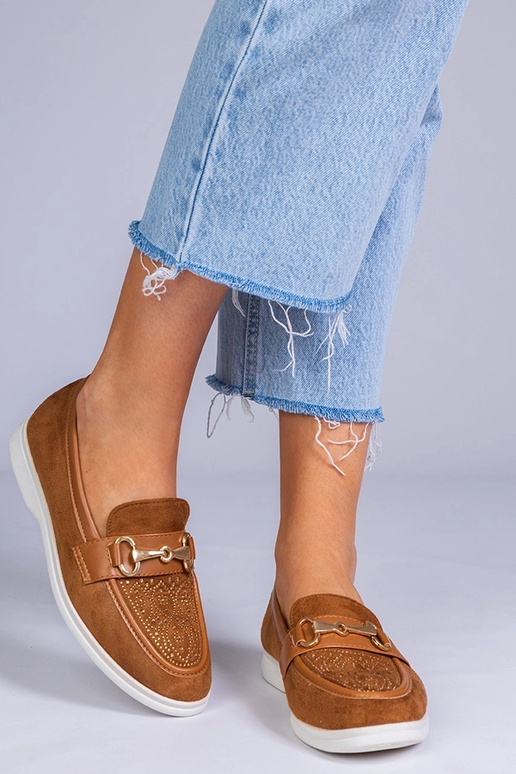 Mocassins bruns en simili cuir avec...