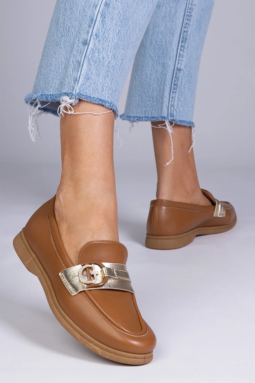 Bruine mocassins van eco-leer met...