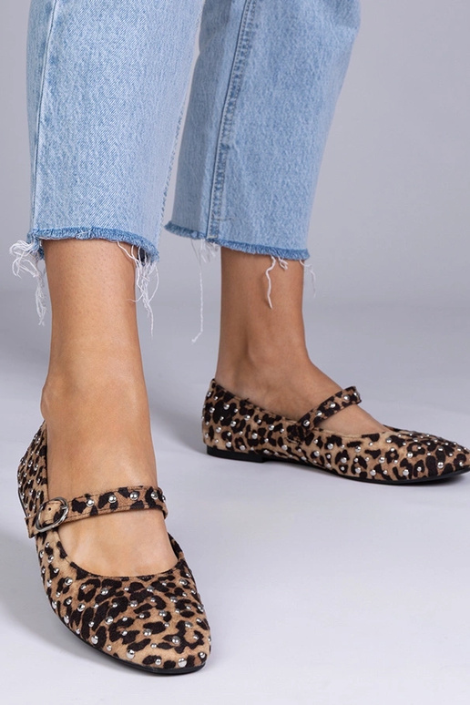 Panterprint ballerina's met studs en...