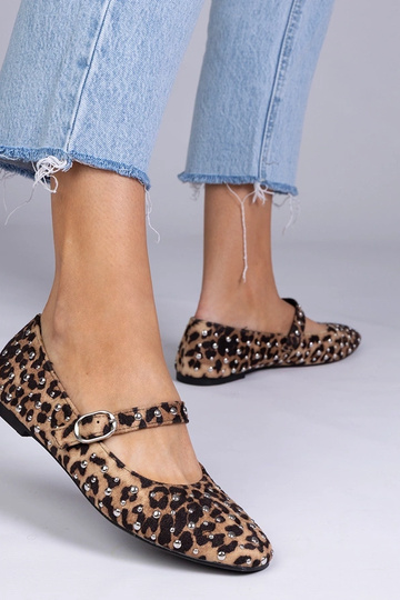 Panterprint ballerina's met studs en gesp, „Salos" 2