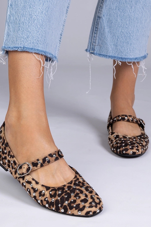 Panterprint ballerina's met studs en...