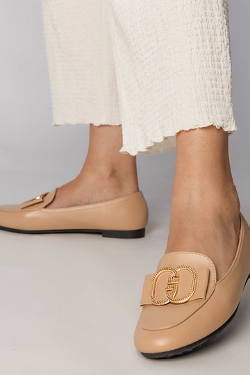 Crème dames mocassins met... 2