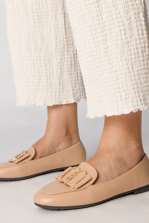 Cremefarbene Damen Mokassins mit...