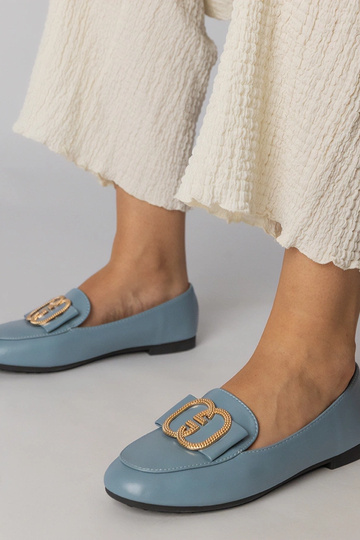 Blauwe dames mocassins met...