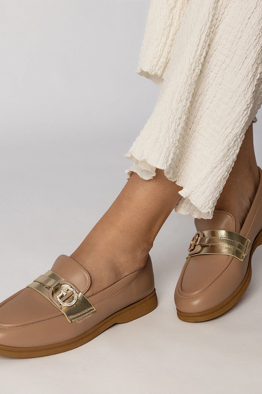 Crème mocassins van eco-leer met...