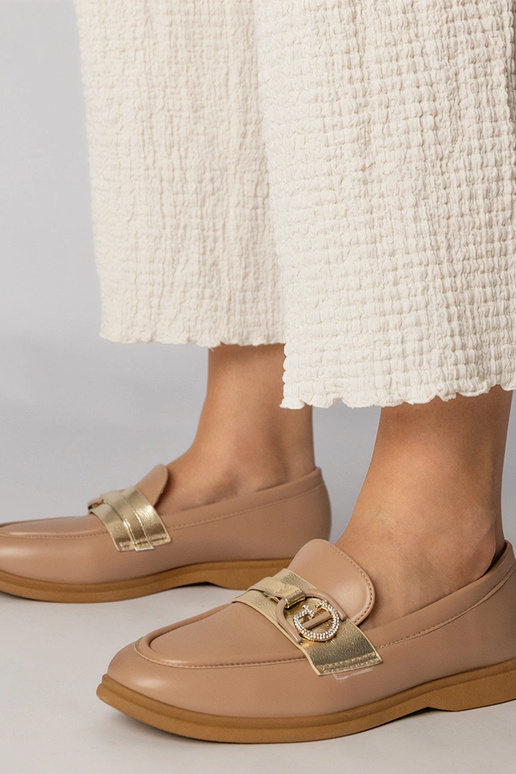 Crème mocassins van eco-leer met...